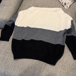 Colorblock Women's Sweater - Black, Gray, and Cream